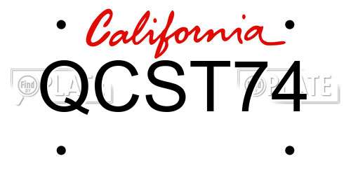 QCST74 California License Plate