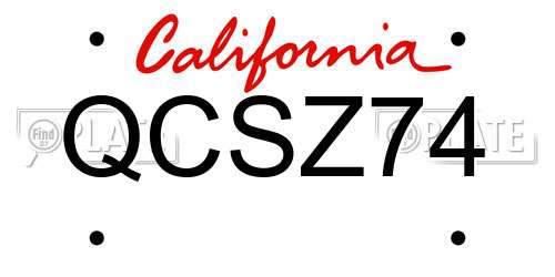 QCSZ74 California License Plate