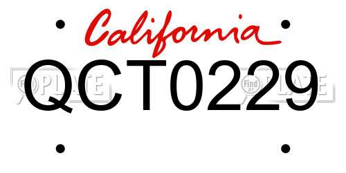 QCT0229 California License Plate