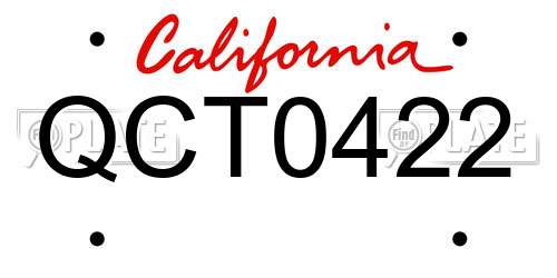 QCT0422 California License Plate