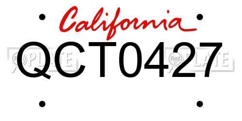 QCT0427 California License Plate