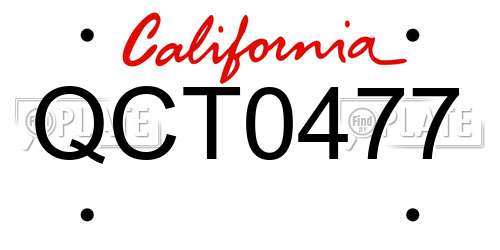 QCT0477 California License Plate