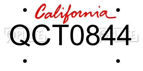 QCT0844 California License Plate