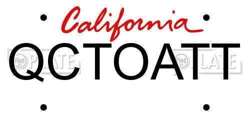 QCTOATT California License Plate