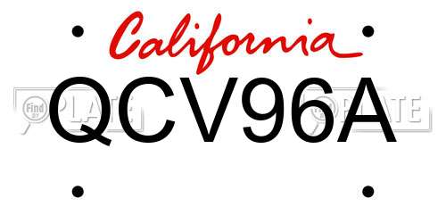QCV96A California License Plate