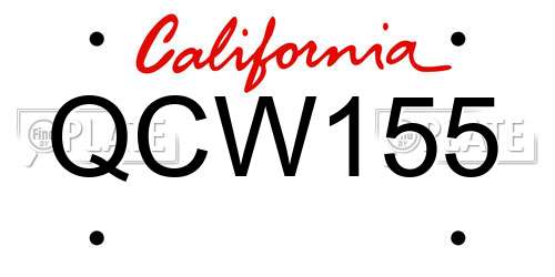 QCW155 California License Plate