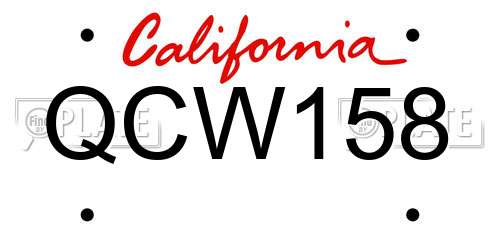QCW158 California License Plate