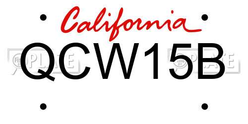 QCW15B California License Plate
