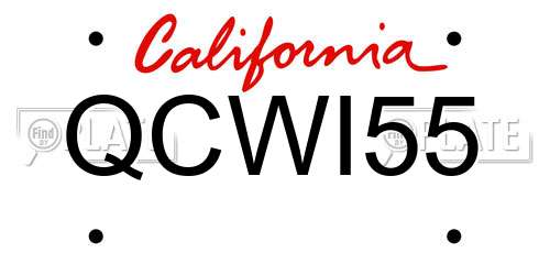 QCWI55 California License Plate