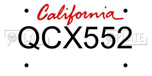 QCX552 California License Plate