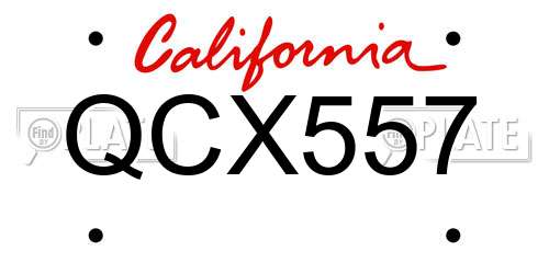 QCX557 California License Plate