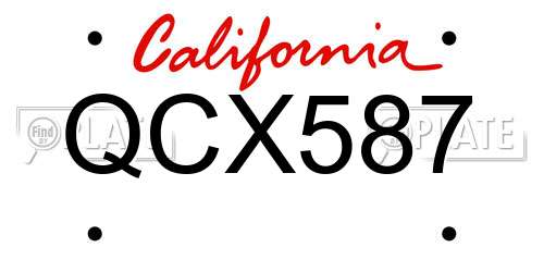 QCX587 California License Plate