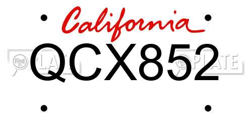QCX852 California License Plate