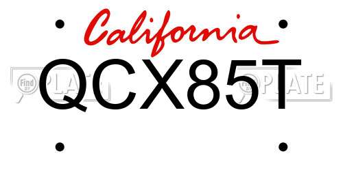 QCX85T California License Plate