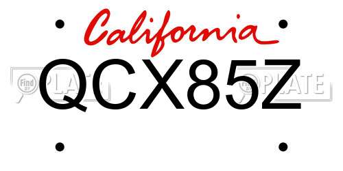 QCX85Z California License Plate