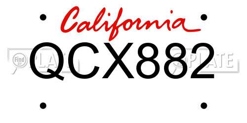 QCX882 California License Plate