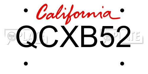 QCXB52 California License Plate