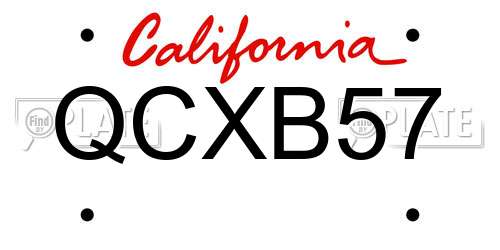 QCXB57 California License Plate