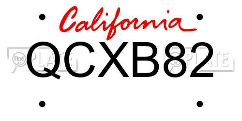 QCXB82 California License Plate