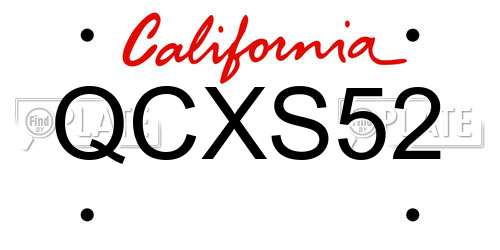 QCXS52 California License Plate