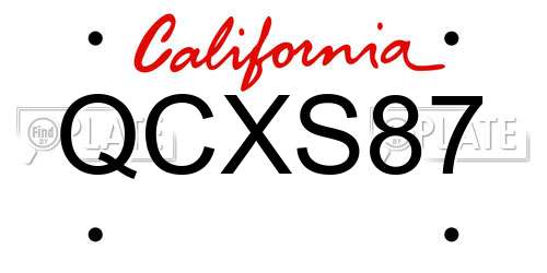 QCXS87 California License Plate