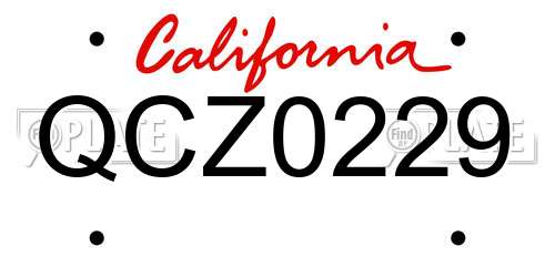 QCZ0229 California License Plate