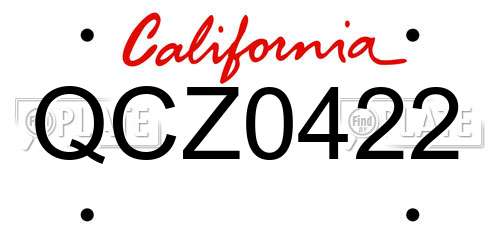 QCZ0422 California License Plate
