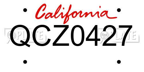 QCZ0427 California License Plate