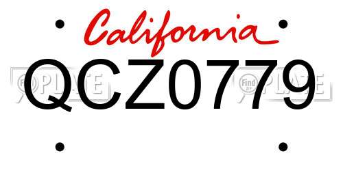 QCZ0779 California License Plate