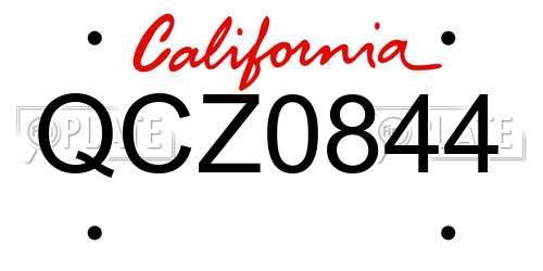 QCZ0844 California License Plate
