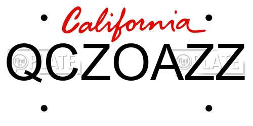 QCZOAZZ California License Plate
