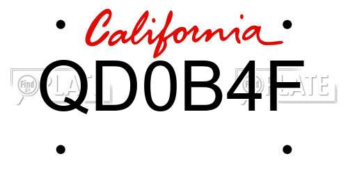 QD0B4F California License Plate