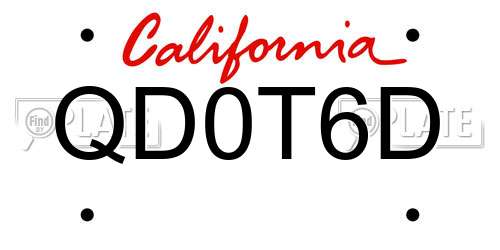 QD0T6D California License Plate