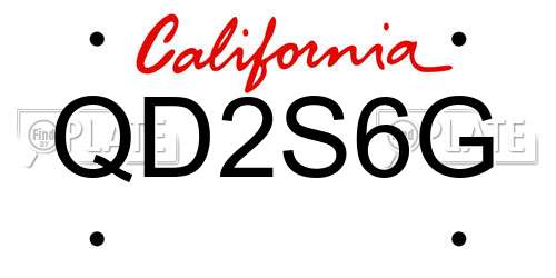 QD2S6G California License Plate