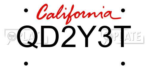 QD2Y3T California License Plate