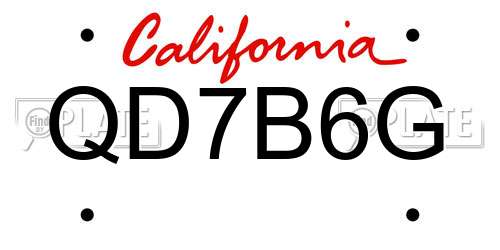 QD7B6G California License Plate