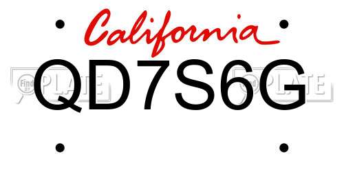 QD7S6G California License Plate