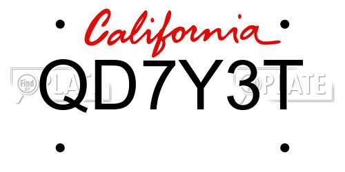 QD7Y3T California License Plate