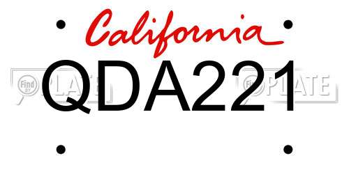 QDA221 California License Plate