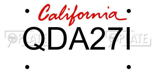 QDA27I California License Plate