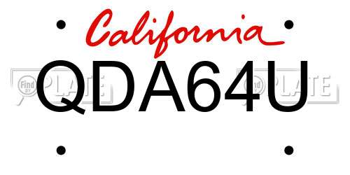 QDA64U California License Plate