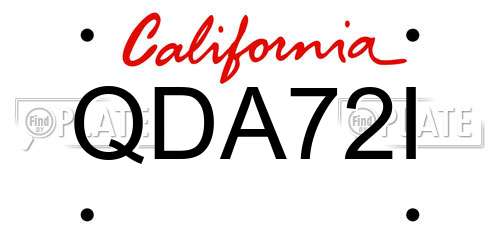 QDA72I California License Plate