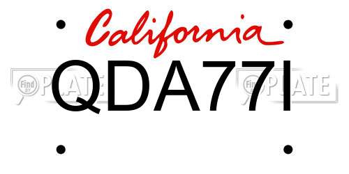 QDA77I California License Plate