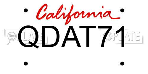 QDAT71 California License Plate