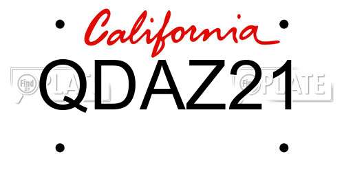 QDAZ21 California License Plate