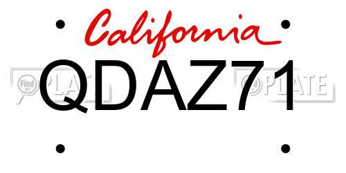 QDAZ71 California License Plate