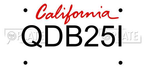 QDB25I California License Plate