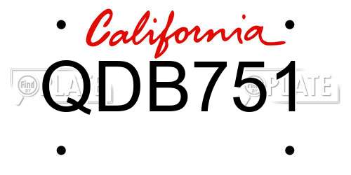 QDB751 California License Plate