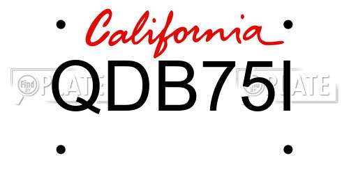QDB75I California License Plate
