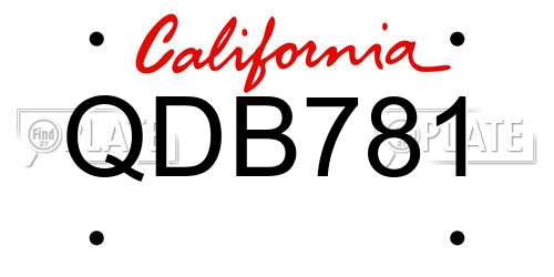 QDB781 California License Plate